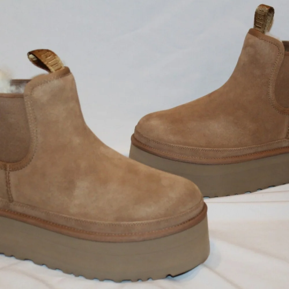 UGG Tan Suede Platform Boots - Picture 3 of 5